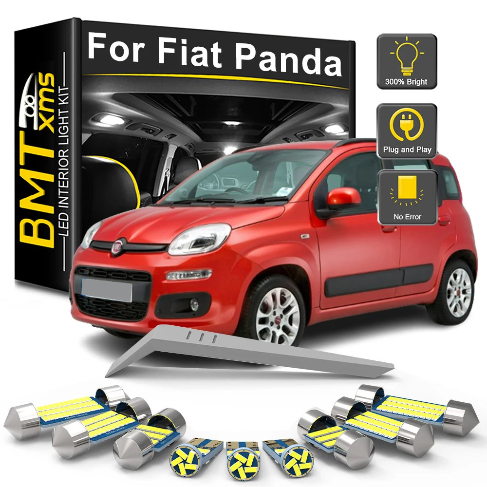 BMTxms Dla Fiat Panda 2 3 II III 169 312 319 2003-2016 2017 2018 Samochodowe oświetlenie wewnętrzne LED Zestaw żarówek do czytania Kopuła bagażnika Lampa pojazdu