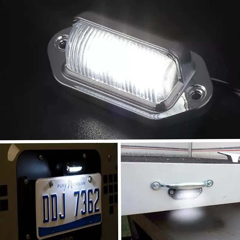 

1/2pcs 6LED 12-24V Universal for Car Number Plate Lights Waterproof Truck RV Trailer Tail License Plate White Side Lamp Bulbs
