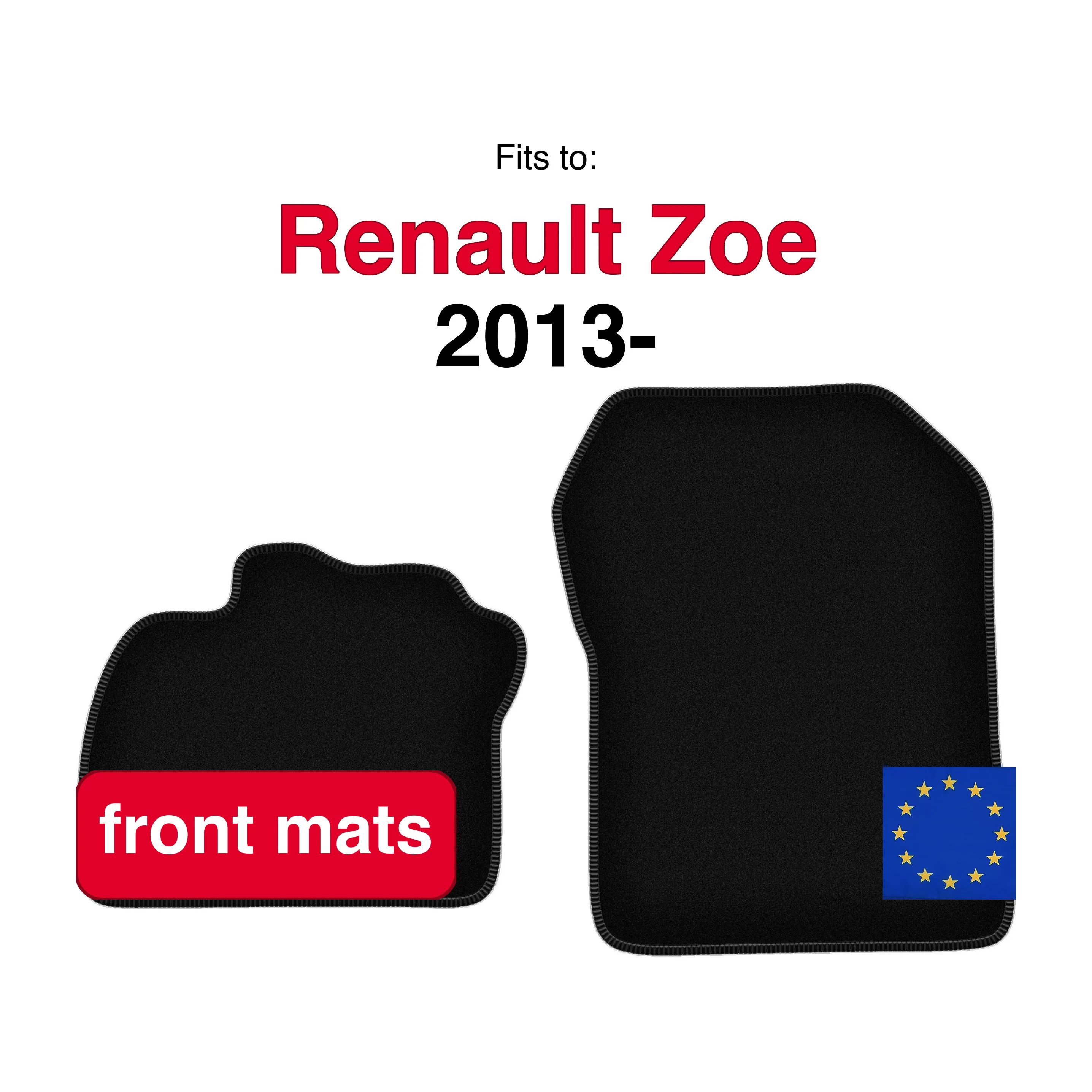 Veloursmatten voorzijde voor Renault Zoe hatchback (2013-) -Zwart (2 stuks)