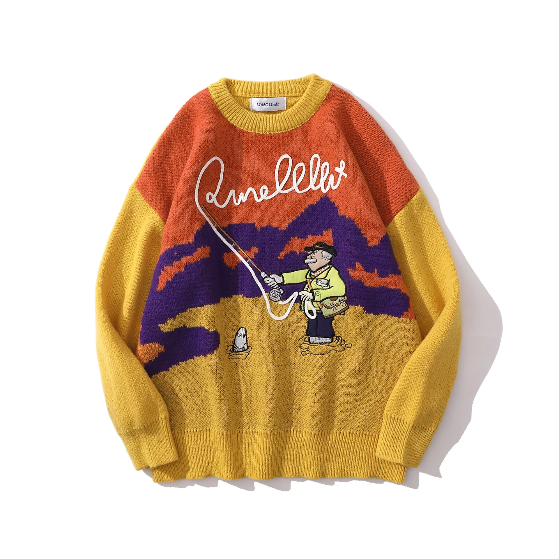 

Cartoon Vintage Sweater Men's Funny Jacquard High Street Casual Comfortable Pullover Trend Loose Long Sleeve Couple Knit Hombre