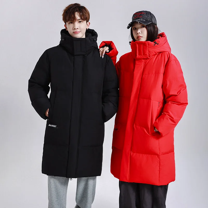 -20 ° C Piumini invernali da uomo riempiti con piumino d'oca di alta qualità al 90%, parka lungo da uomo, cappotto da neve da donna