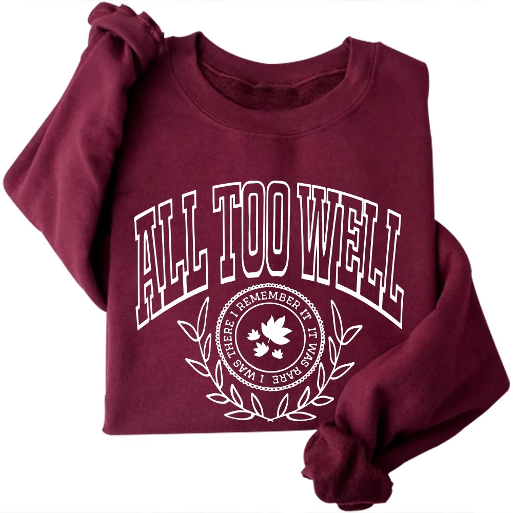 All Too Well Music Album Sweatshirts Cozy Tops Sudadera Felpa Moletom