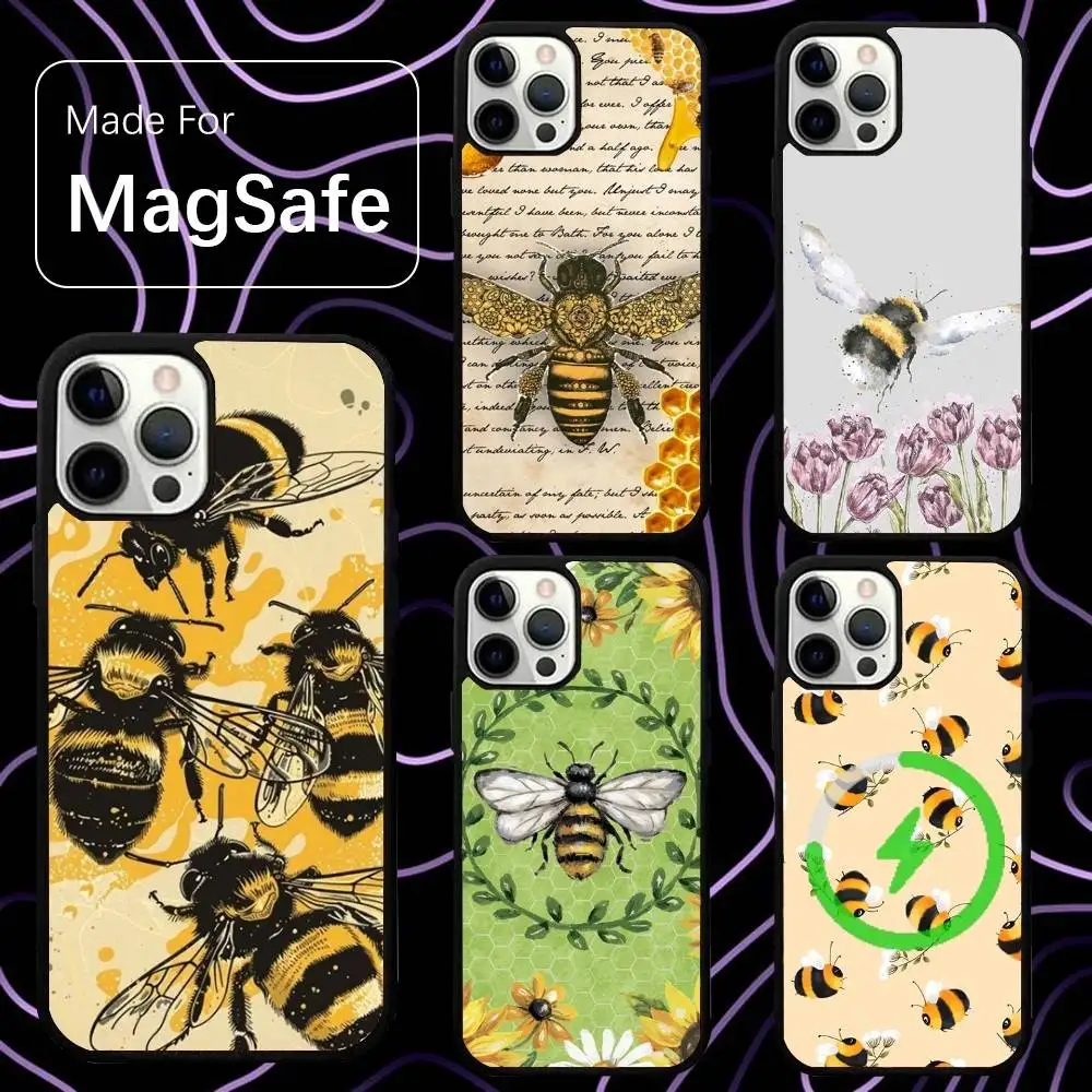

Bees Yellow Cute Honey Phone Case For iPhone 16,15,14,13,12,11,Pro,Max,Plus,Mini,SE New Magsafe Magnetic Wireless Charging