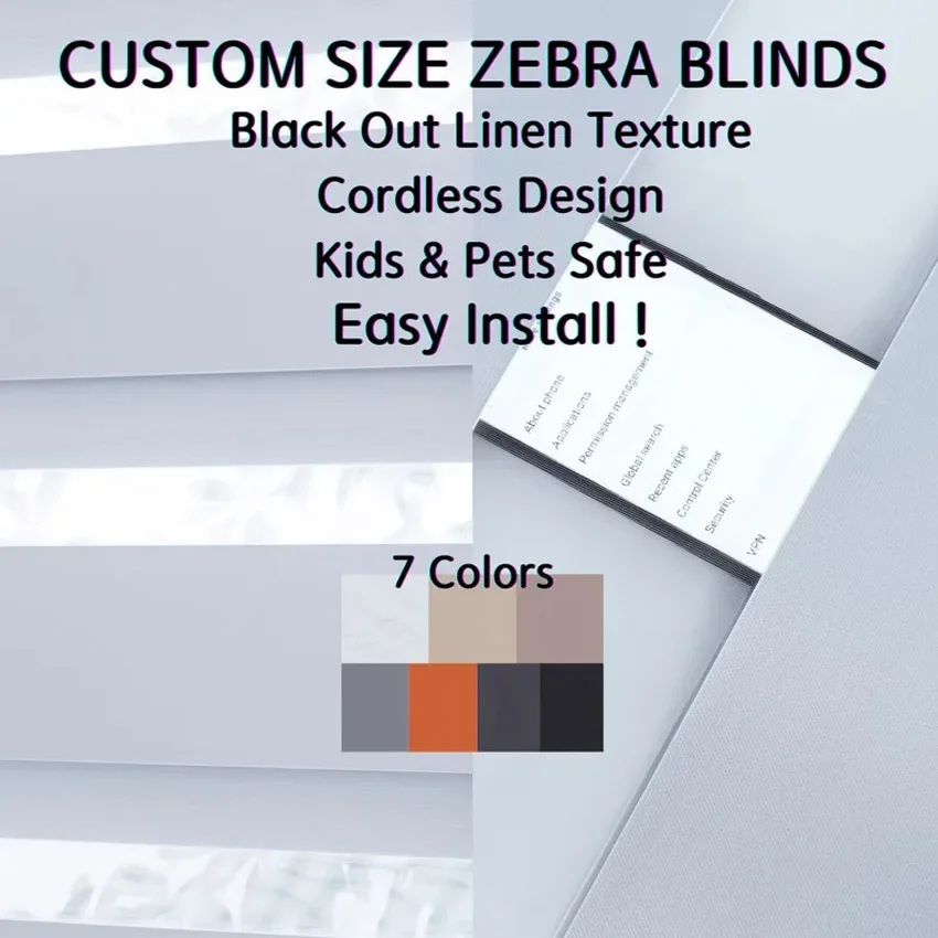 

Modern High Blackout Cordless Zebra Blinds Children Safe Window Shades 7 Colors Customized Roller Blind For Living Room