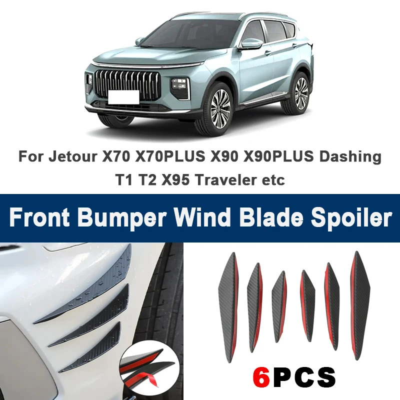 

6pcs Car Front Bumper Lip Side Splitter Fins Wind blade Spoiler - For Jetour X70 X70PLUS X90 X90PLUS Dashing T1 T2 X95 Traveler