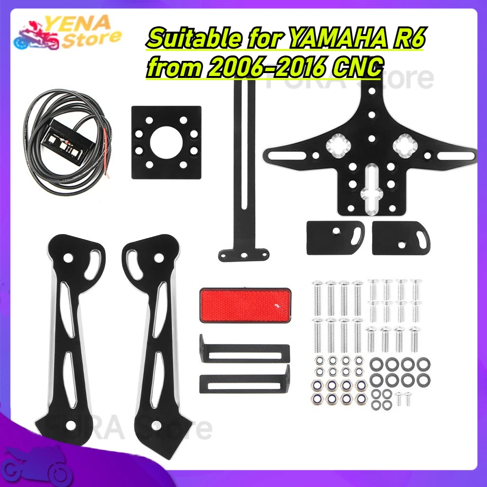 

Motorcycle rear fairing muffler license plate bracket registration number frame fixer. Suitable for YAMAHA R6 from 2006-2016 CNC