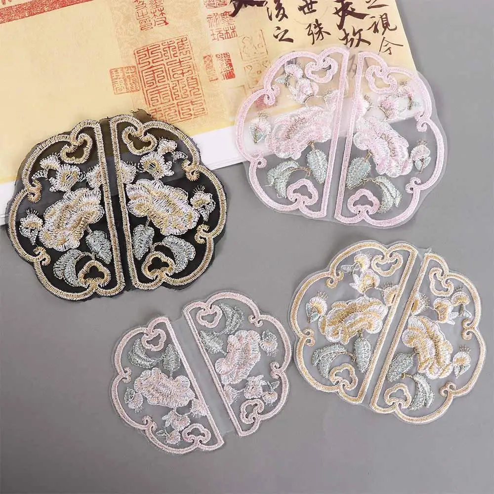 

Ethnic Style Embroidery Patch Eugen Yarn Round Chinese Lotus Split Hand Sew Embroidery Fabric