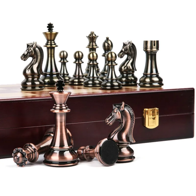 

High-grade Chess Metal Acrylic Electroplating Folding Wooden Chess Box