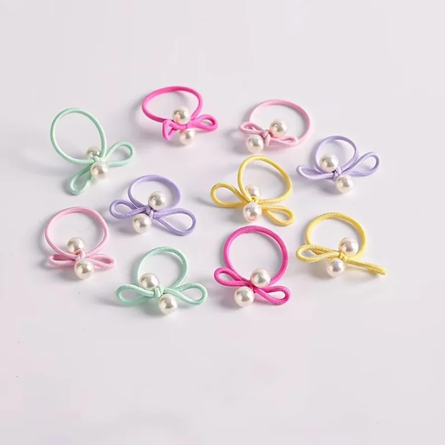 

10/20 Pcs Bow Elastic Hair Rope Silver Sweet Hair Bands Cute Hair Ornaments Small Hair Tie For Daily Braided Hairstyle