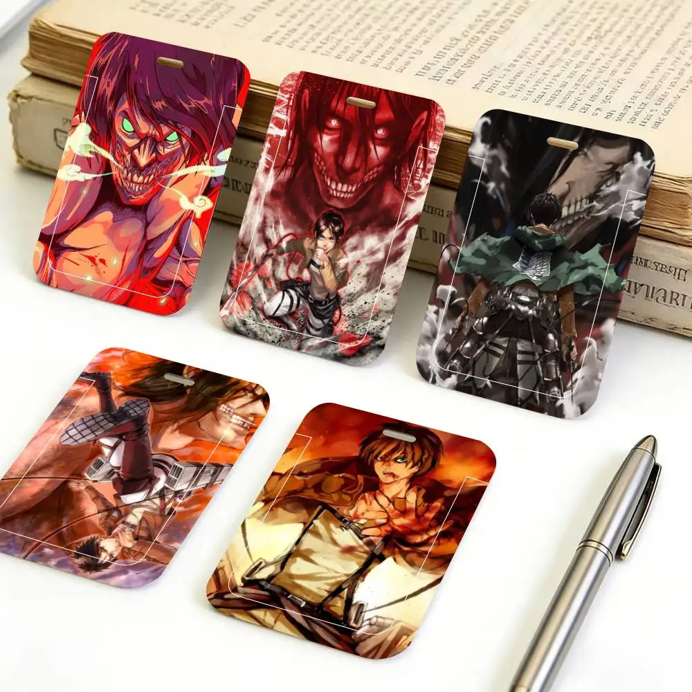 Anime A-Attack On Titan Eren Jaeger ID Card Holder Lanyard Covers Women Men Work Permit Holder Students Kids Bus Cards Case