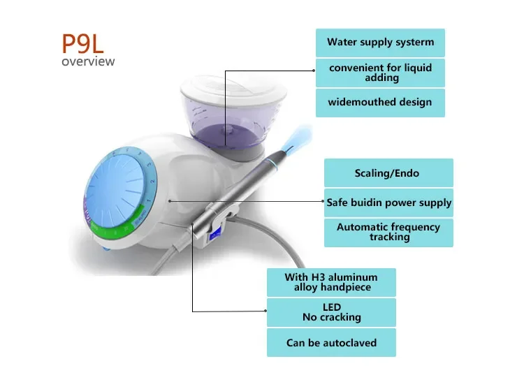 Portable Den tal ultrasonic scaler piezo scaler woodpecker with water bottle for perio endo scaling