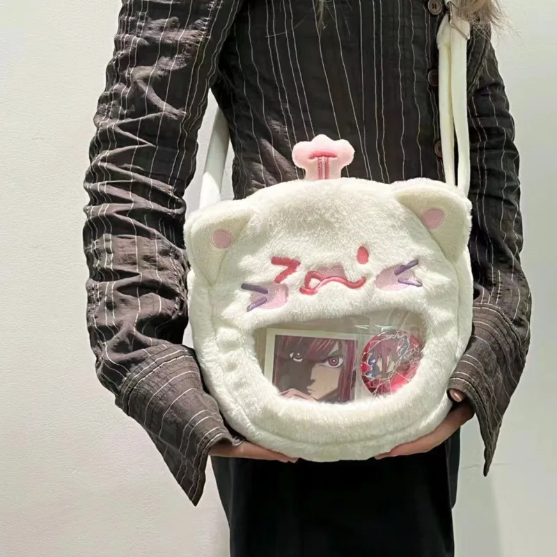 Y2k Doll Crossbody Bags 2024 Autumn Winter New Quadratic Element Plush Crossbody Display Badge Peluche Soft Kawaii Shoulder Bags