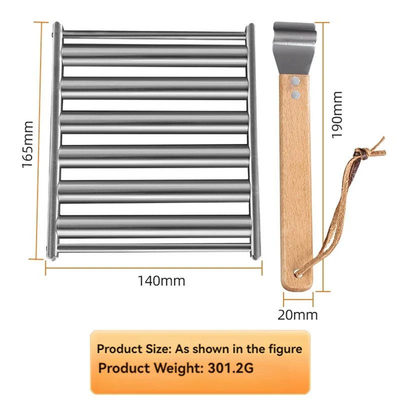 GOOD-2Pcs هوت دوج الأسطوانة للشواية السجق الأسطوانة الرف مع مقبض الخشب شواء هوت دوج شواء للكلاب الساخنة المطبوخة بالتساوي