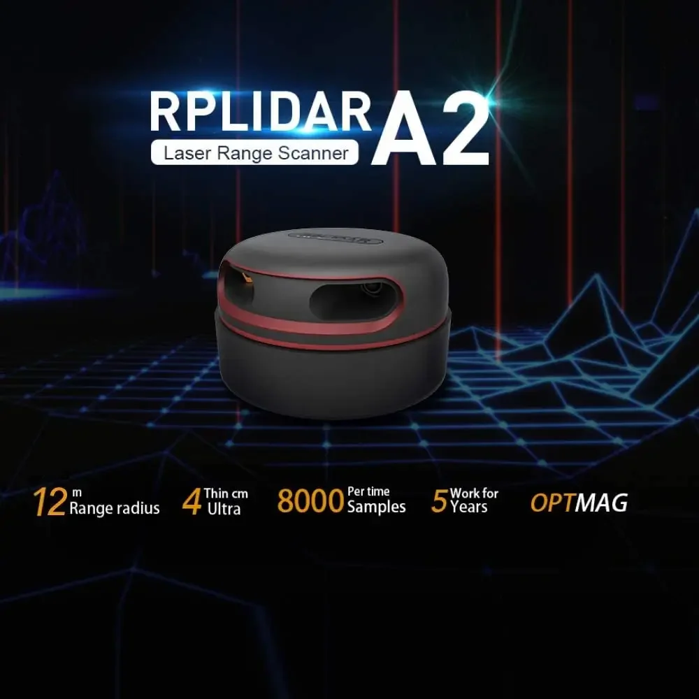 RPLIDAR A2M8 360 Degree 2D  Range Lidar Sensor 12 Meters Scanning Radius Mute brushless Motor for Obstacle Avoidance