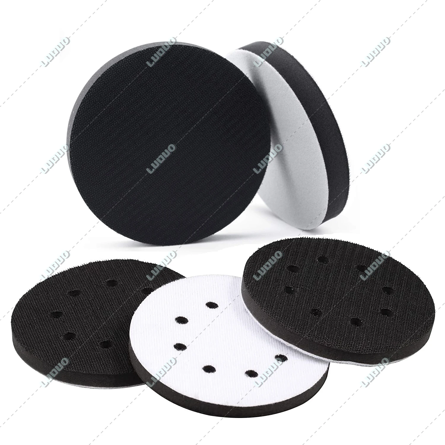 2/3/4/5/6 Inch 8 Hole Sponge Interface For Sanding Pads  Hook & Loop Flocking Cushion Polishing Buffering Pad Self-adhesive Disc