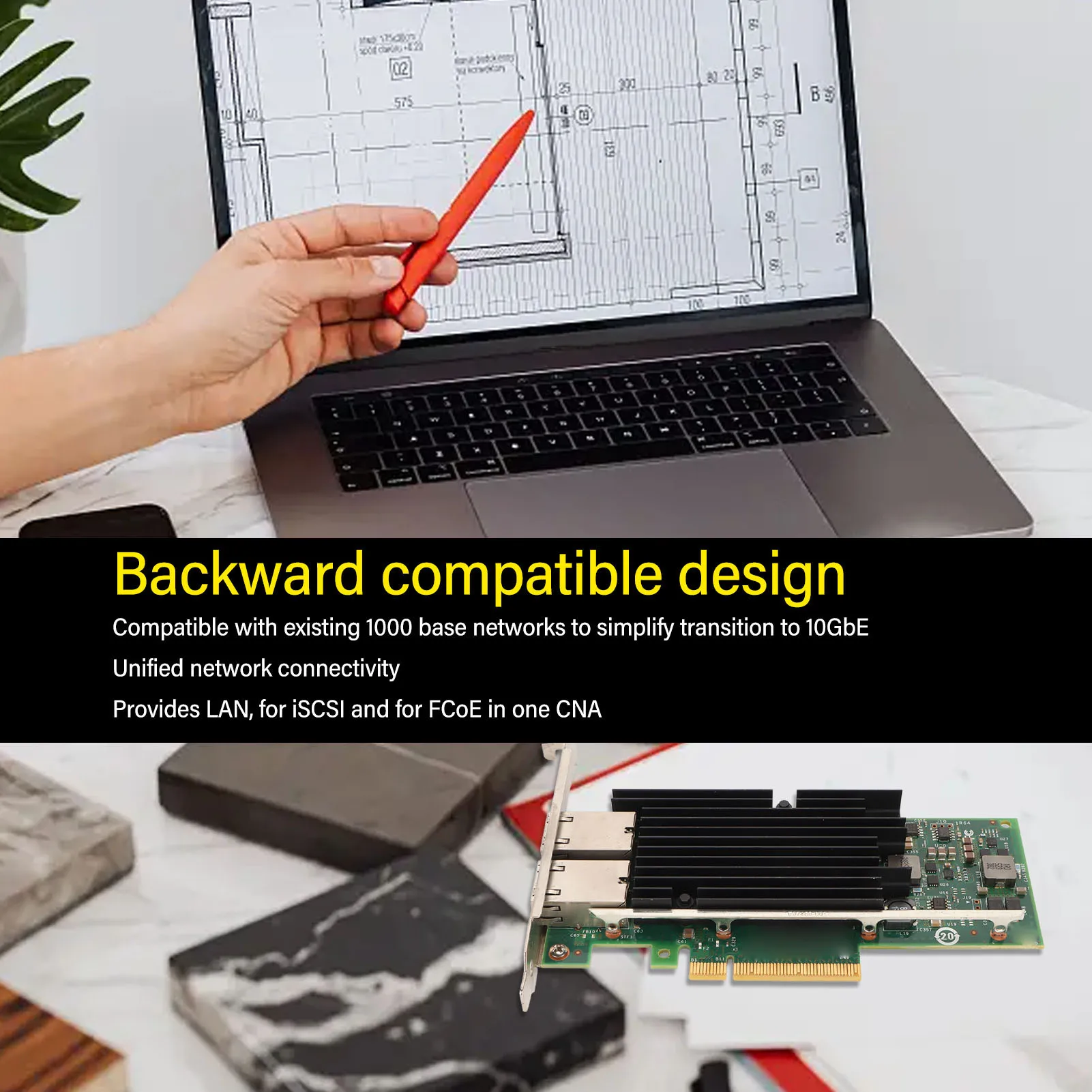 PCIe Network Card Dual Port RJ45 10GB NIC PCIe X8 716589 002 PCIe Network Adapter Gigabit Ethernet Card Gigabit Ethernet Card