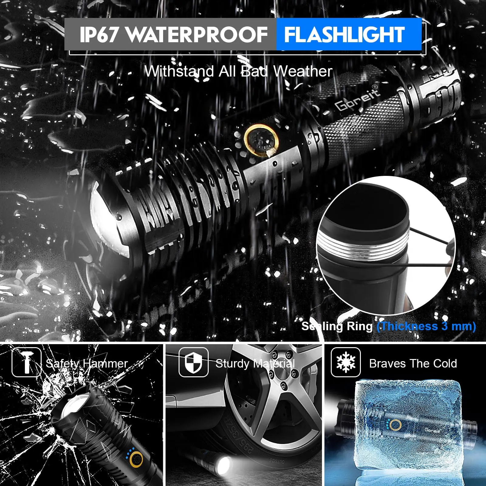 Flashlights LED High Lumens Rechargeable, 950000 Lumens XHP70.2 Super Bright Flashlight,Powerful Handheld Flashlight for Camping