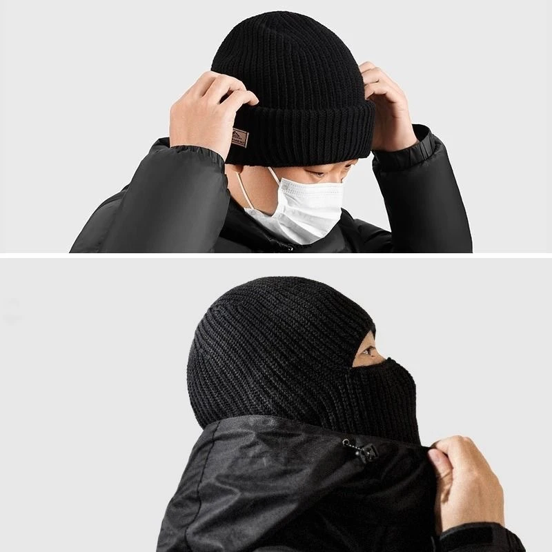 Winter-Sport-Thermo-Sturmhaube, winddichte Strick-Gesichtsmaske mit Ohrenschutz, Mütze für Ski, Radfahren, Laufen für Männer und Frauen