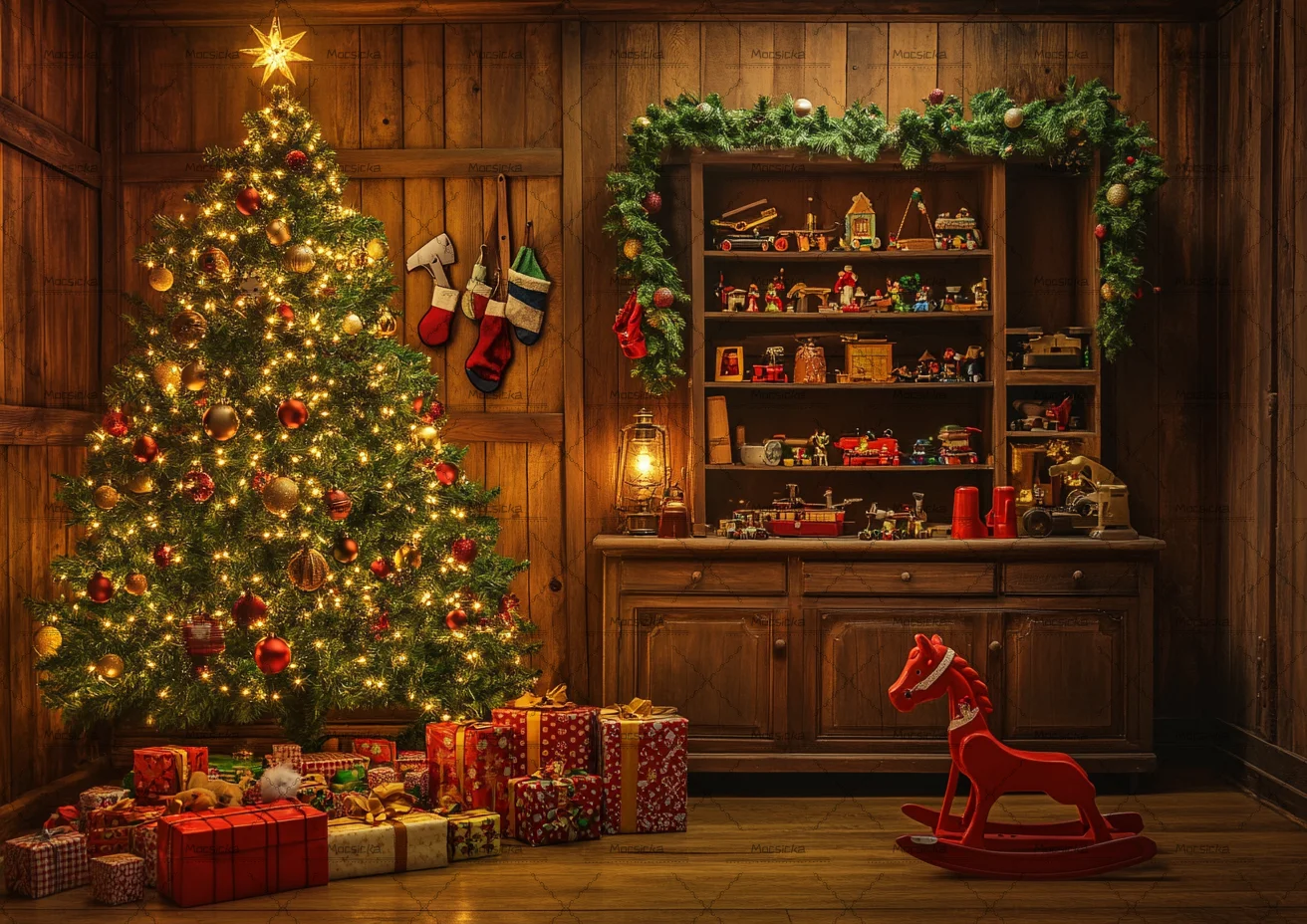 Rustic Santa Workshop Christma - Workshop Tools Background 评论和价格