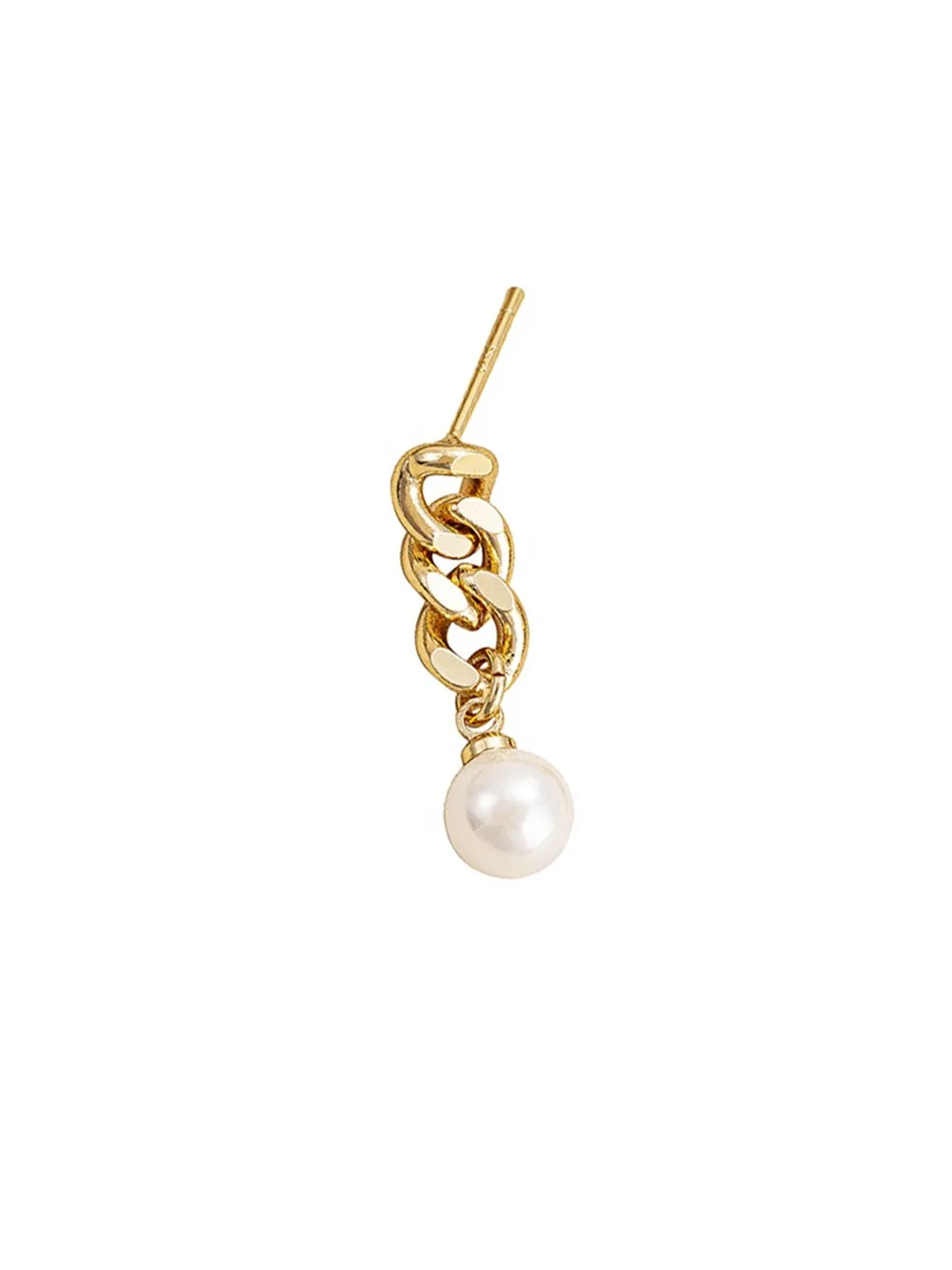 14K Gold-Color Plated Chain Hanging Eye Half Hole Bead Earrings 925 Silver Needle Handmade Diy Sticky Bead Earrings Accessories image 5
