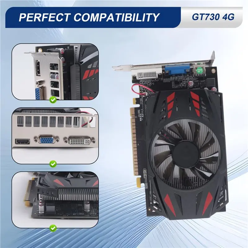 

1 PCS GT730 4GB DDR3 Graphics Card PCI-E 2.0 16X DVI+VGA -Compatible Video Card 128 Bit 700MHZ 40Nm-PZZW