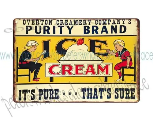 internal decoration Overton Creamery Purity Brand ice cream metal tin sign