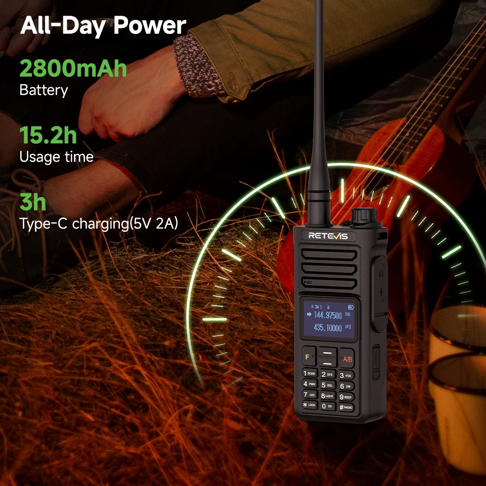 Retevis RA89R/G Walkie-Talkie / Amateurfunkgerät mit Cross-Band-Funktion (U/V-Band), Bluetooth-App-Programmierung, 2800 mAh Akku, großer Funkreichweite – ideal für Camping – Detail 11