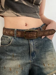 N Retro Y2K Belt WOMEN'S New National Wind Belt with Jeans Belt Senior Sense of Brown