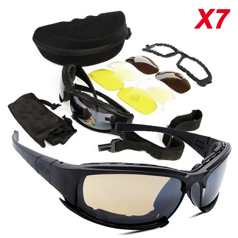 X7 Glasses Outdoor Tactical Goggles Shooting Hiking Camping Cycling Mountaineering Polarized Glasses 4 Lenses