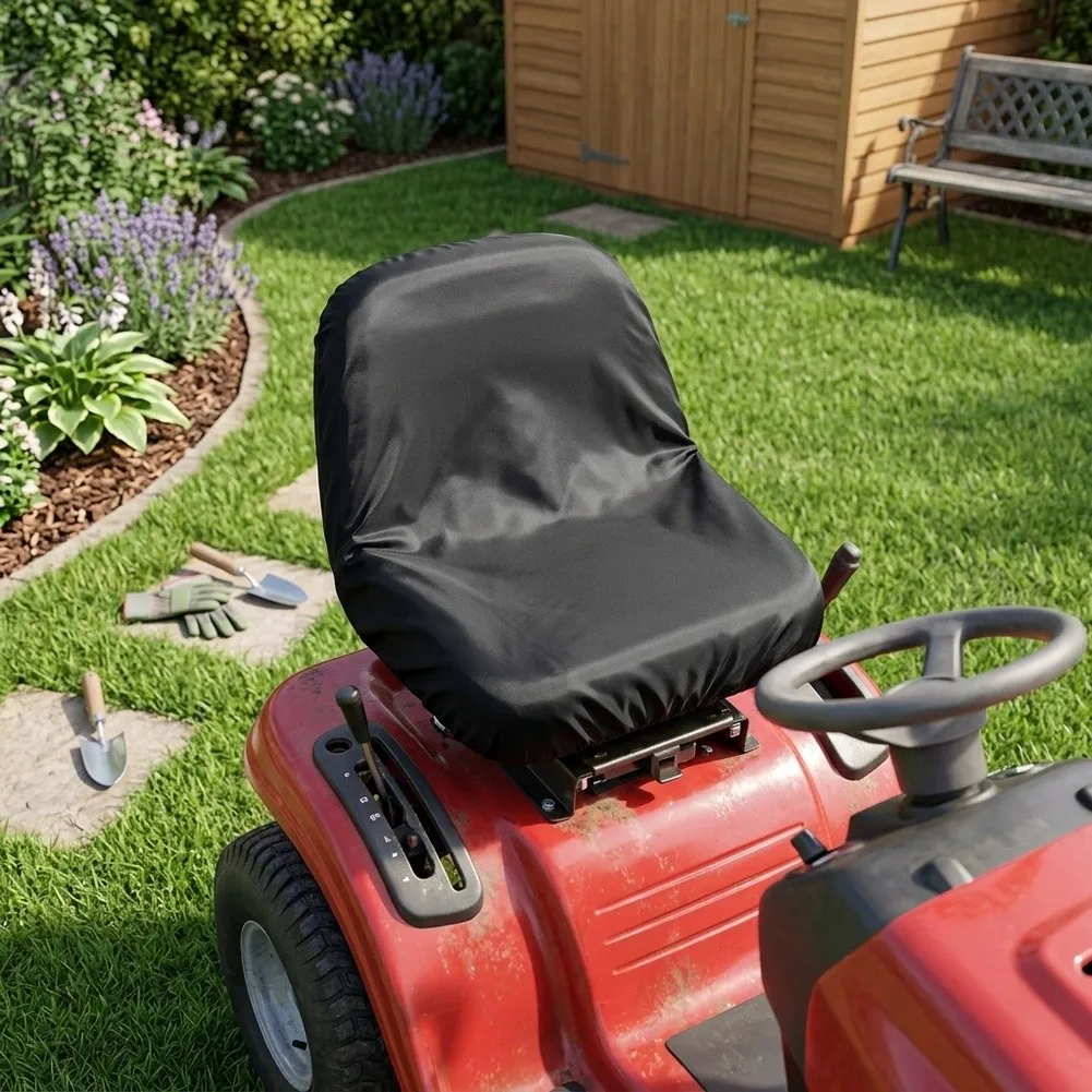 Grass Mower Seat Cover 50cm Black Fabric - Designed for Riding Mowers Lawn Tractors Adjustable Elastic Edge Fit