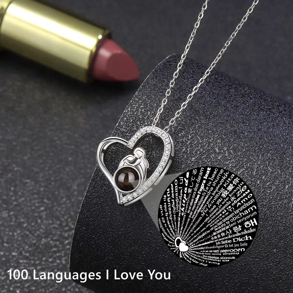Projection Necklace Heart Pendant Custom Personalized Photo Necklace for Women Mother's Day Jewelry Mom Ladies Memory Gifts