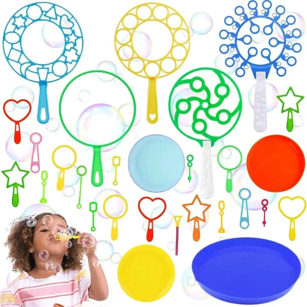 Kit de varita de burbujas grandes para niños, accesorios de círculo de burbujas de fantasía, anillo de burbujas multiforma, Juguetes Divertidos para