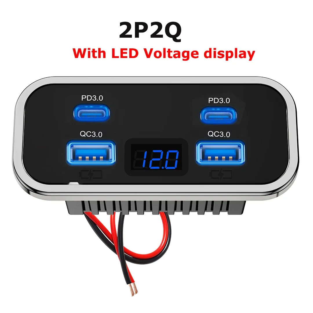 76W Dual PD Dual QC3.0 Type C USB Quick Charger 3.0 met schakelaar Snel opladen 4 poorten Power Panel voor bus ATV auto vrachtwagen Marine
