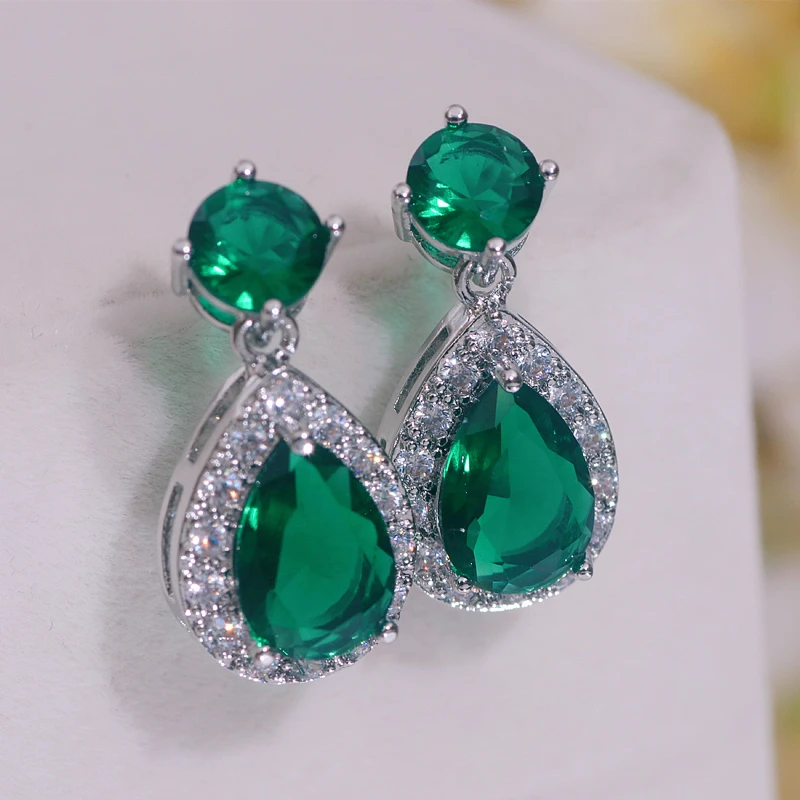 High Quality Silver Color Cubic Zirconia Stud Earrings for Women Bling Bling Crystal Earrings Wedding Party Jewelry Accessories