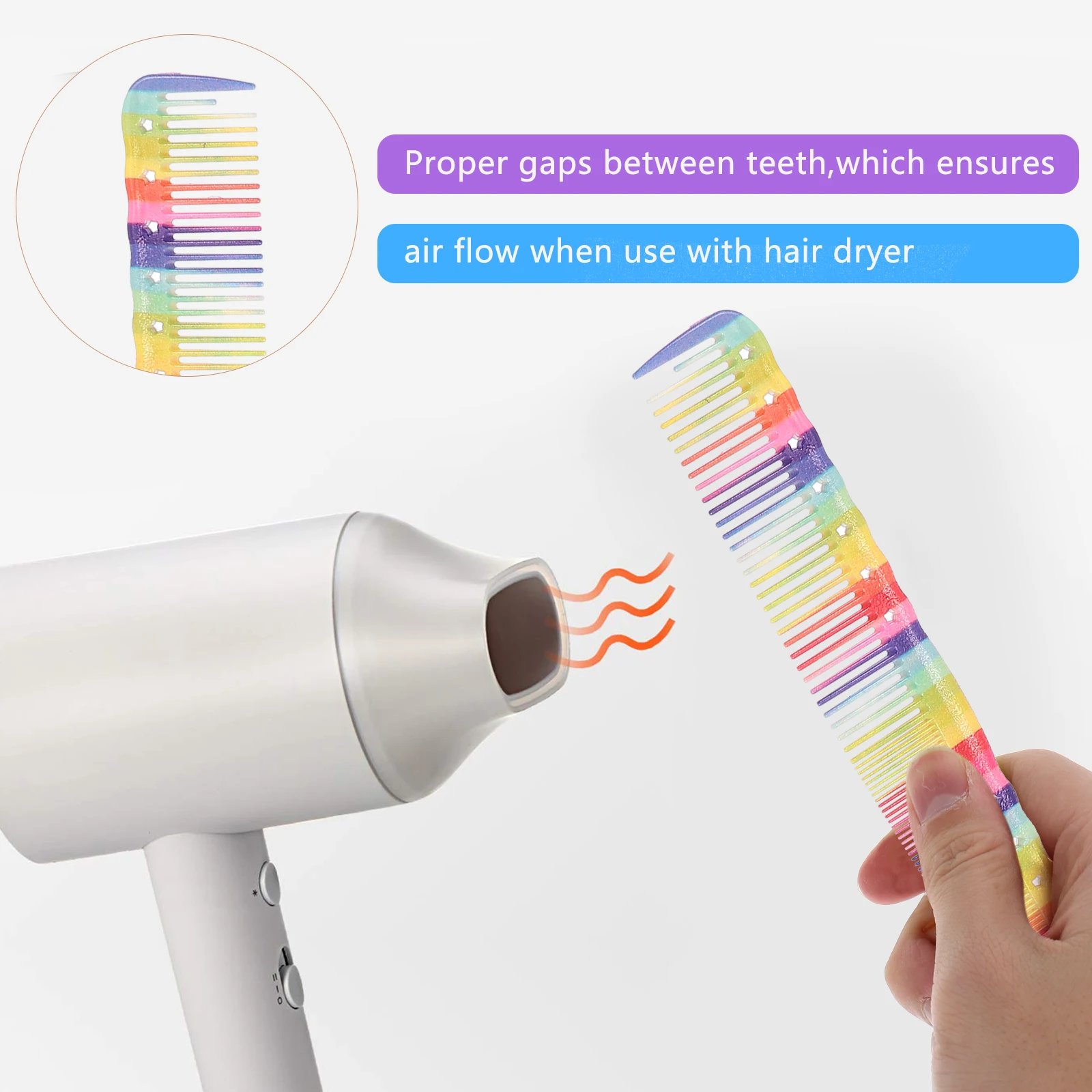 

3pcs Hair Cutting Comb Fine Tooth Barber Salon Supplies Colorful Durable For Styling Dyeing Anti-Static Scalp