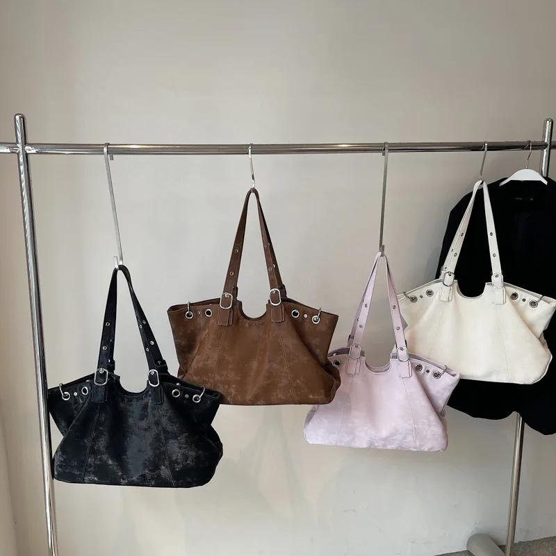 Bolsos grandes Vintage para mujer, bolsos con asa superior, bolso de moda, bolso de bola de masa, bolso grande de hombro, Hobos, Bolso grande