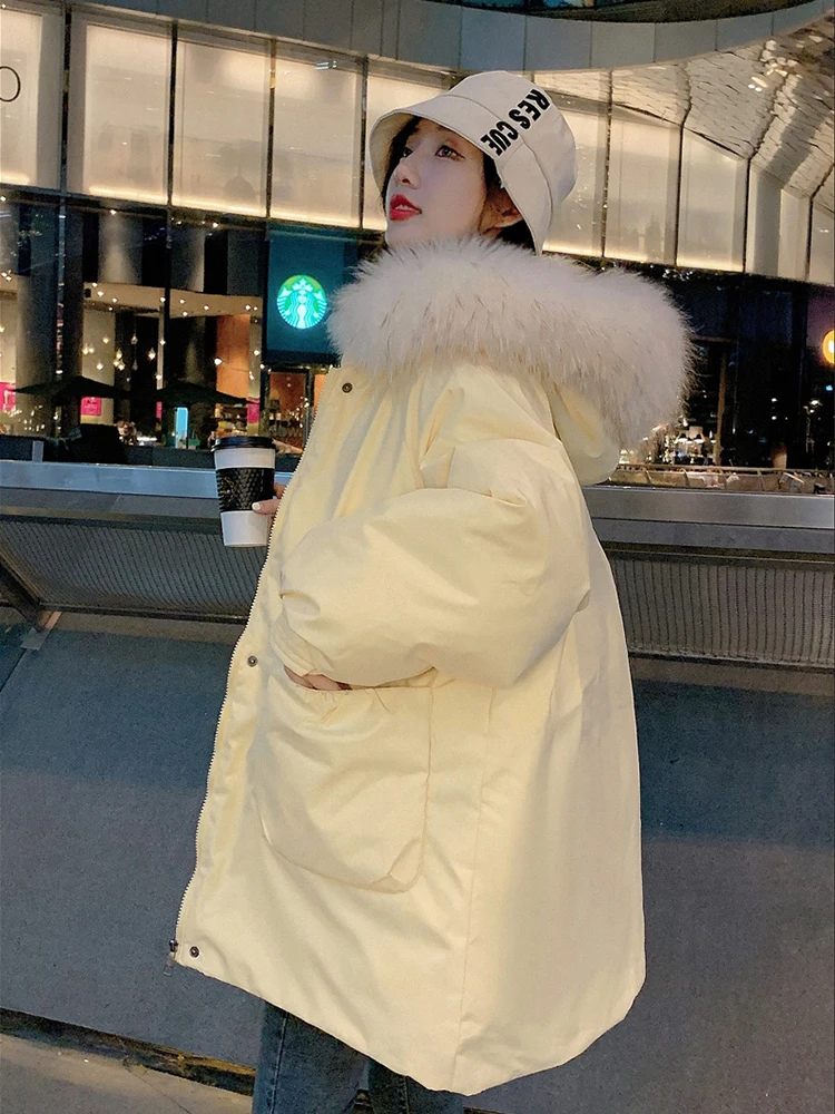 2023 Winter Women's Harajuku Casual Solid Color Long Sleeve Outerwear Hood LongJacket Single Breasted Warm Coat