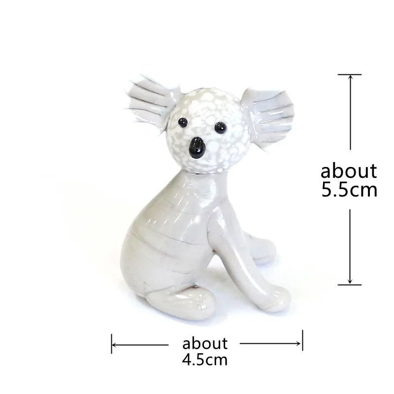Murano Glass Koala Figurine Cute Mini Animal Statue Home Desktop Decor for Living Room Bookcase