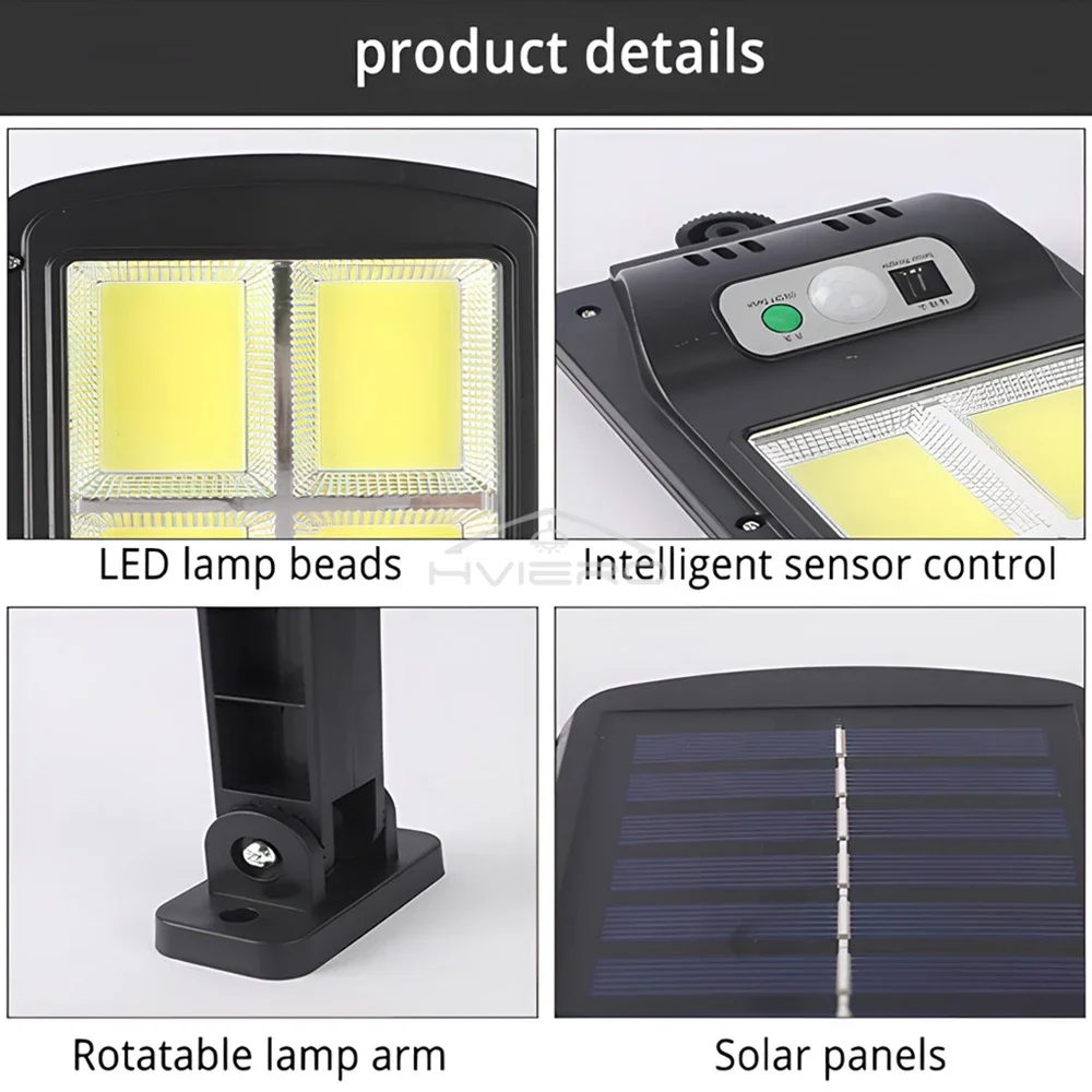 PIR Motion Sensor Smart Remote Control Home Led Solar Light Garden Outdoor Wall Street Lamp 300W Powerful COB IP65 Waterproof
