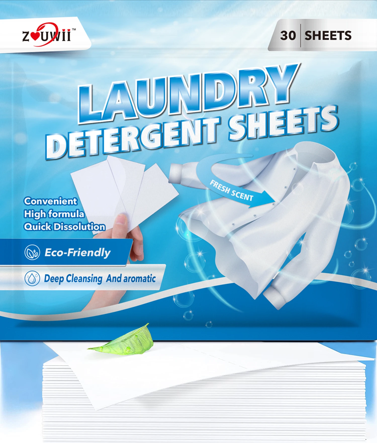 30pcs Laundry Tablets, Liquidless Laundry Detergent Sheets Strong Decontamination Laundry Detergent Sheets