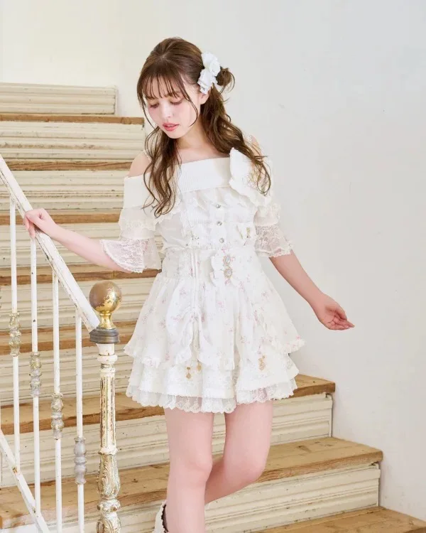 リズシャツ日本新作スイートガールズビッグボウスリミングスリングオフショルダートップスロリータTシャツガールズレディース半袖ブラウス女性用