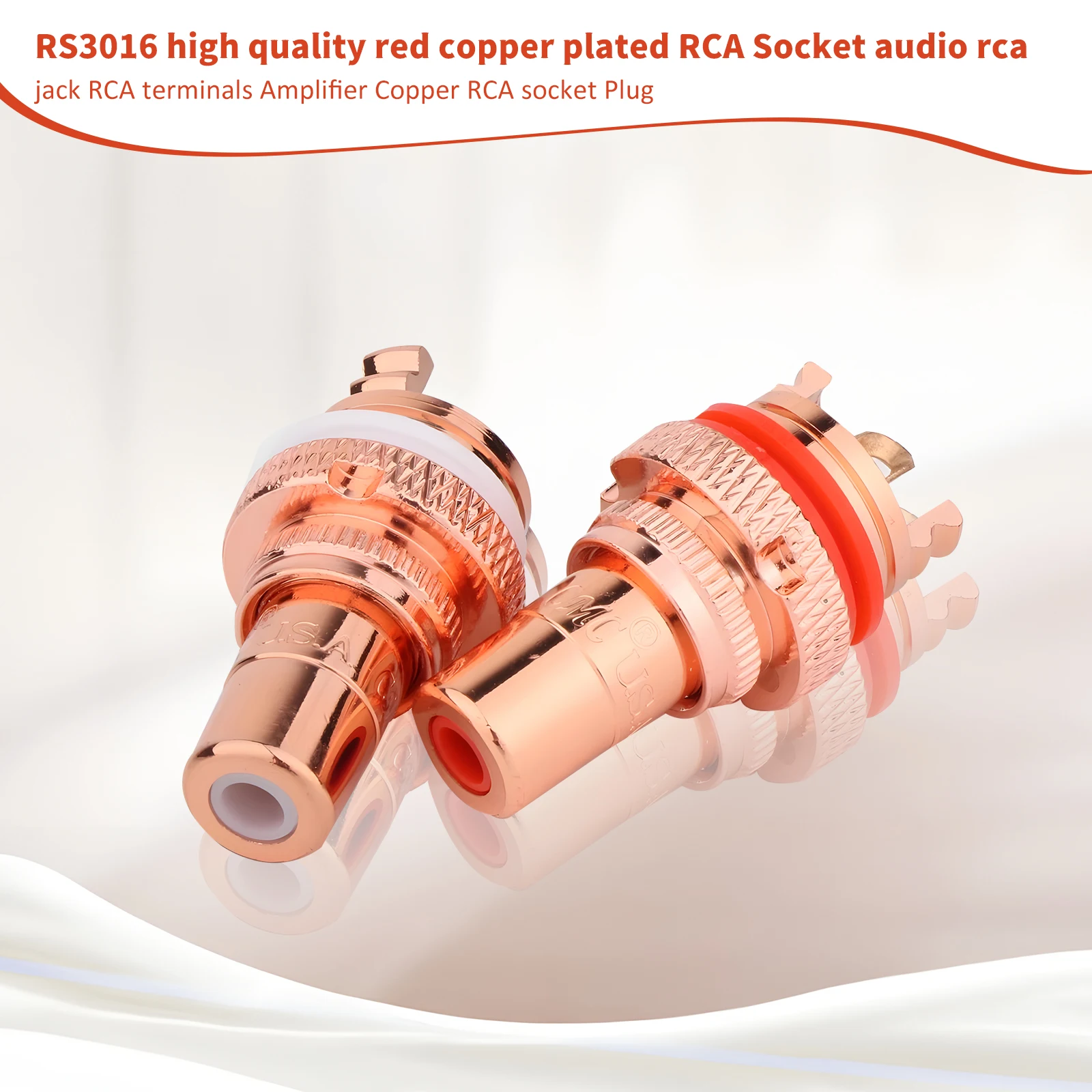 

RS3016 High-end HiFi Audio Female Chassis Connector Red Copper Plated RCA Female Socket RCA Amplifier Panel Terminal