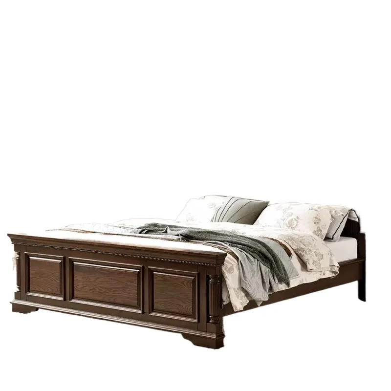 

American light luxury full solid wood bed retro 1.8 meters double bed American rural simple modern master