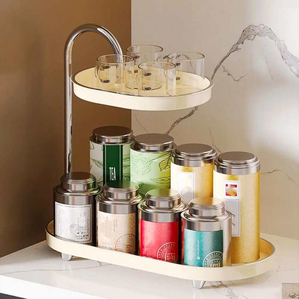 Estante de mesa moderno y elegante, estante de almacenamiento extraíble de doble capa, expositor de maquillaje, caja de almacenamiento de cosméticos que ahorra espacio para Baño