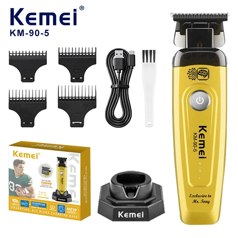 Kemei KM-90-5 Professional 7500 RPM Hair Clipper for Barbers Rechargeable Trimmers Brushless Motor Hair Cutting Machine for Men