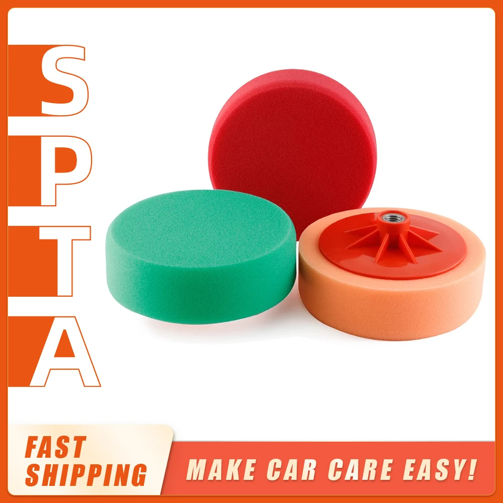 

SPTA 5.5 " (140mm) Spong Polishing Pad With M14 Thread Backing Plate,Car Paint Waxing Sponge Polishing Disc For RO Polisher