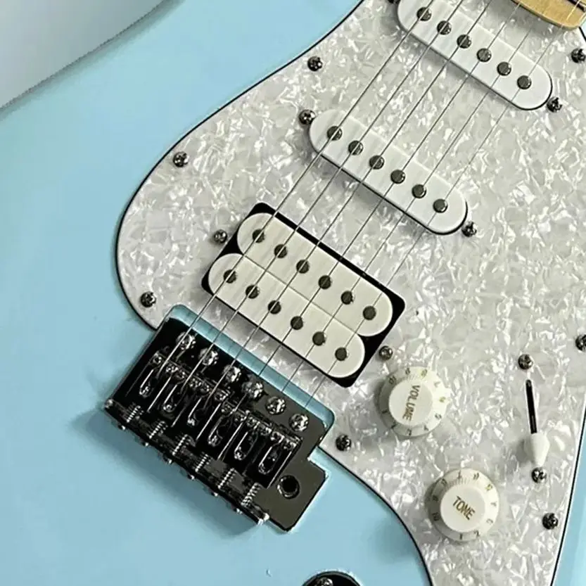 High-quality Sky Blue Strat Electric Guitar St Version ,SSH Pickups White Pearls Pickups OEM