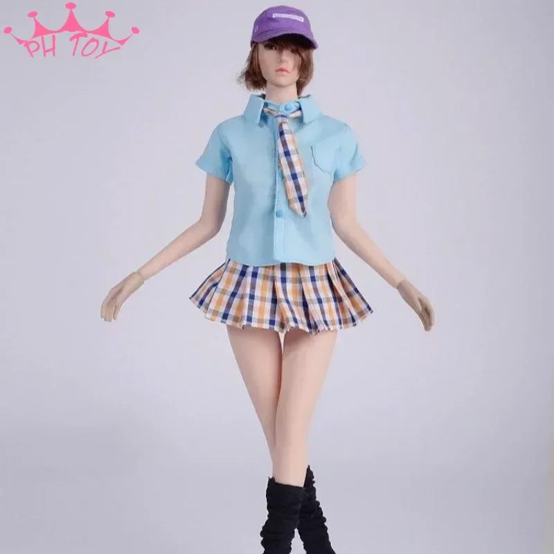 1/6 Jk Uniform Japanese Preppy Short Shirt Pleated Skirt  for 12 Inch Female Soldier Student Action Figure Doll Model Accessory