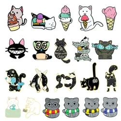 Kitten Series Brooch Cute Cartoon Animal Metal Badge Small Jewelry Gift Wholesale Cap Pin Hat Pins for Caps Backpack Accessories