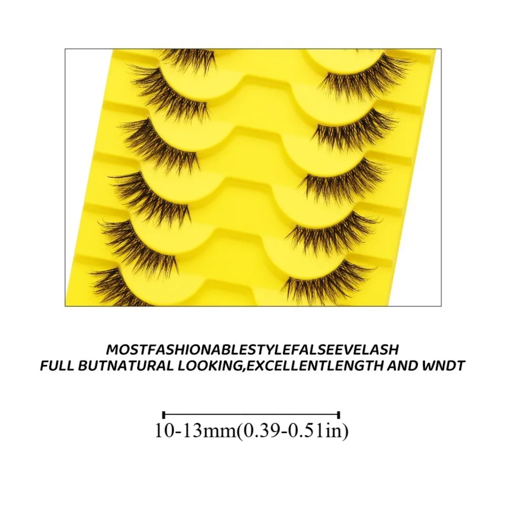 10 Paar mit Gelee-Klebestreifen, halbe gefälschte Wimpern, kleberfrei, Anime, Cosplay, flauschige Wimpern, Make-up-Tools, DIY, 3D-falsche Wimpern